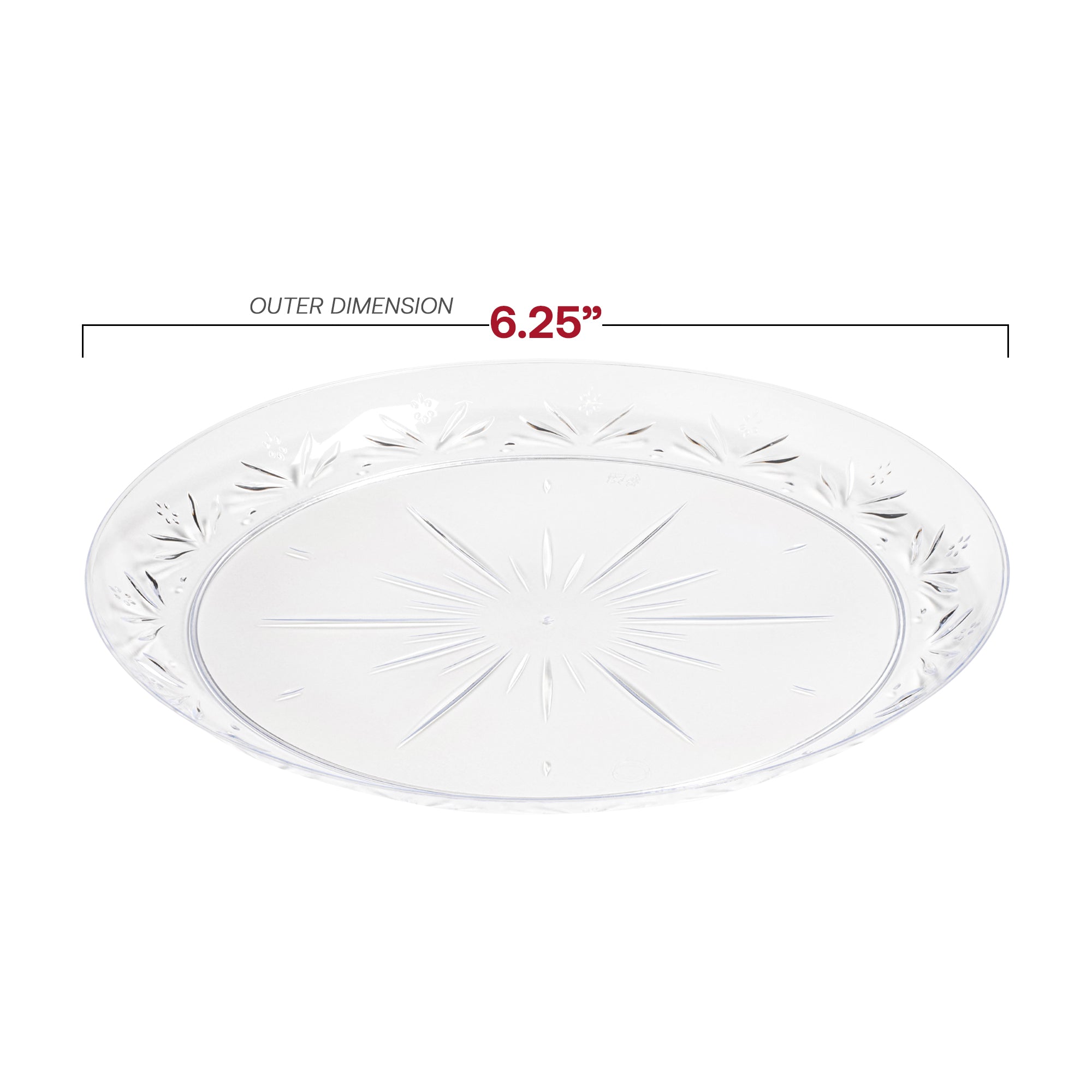 Clear Floral Round Disposable Plastic Pastry Plates (6.25")