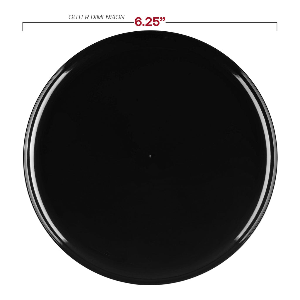 Black Flat Round Disposable Plastic Pastry Plates (6.25")