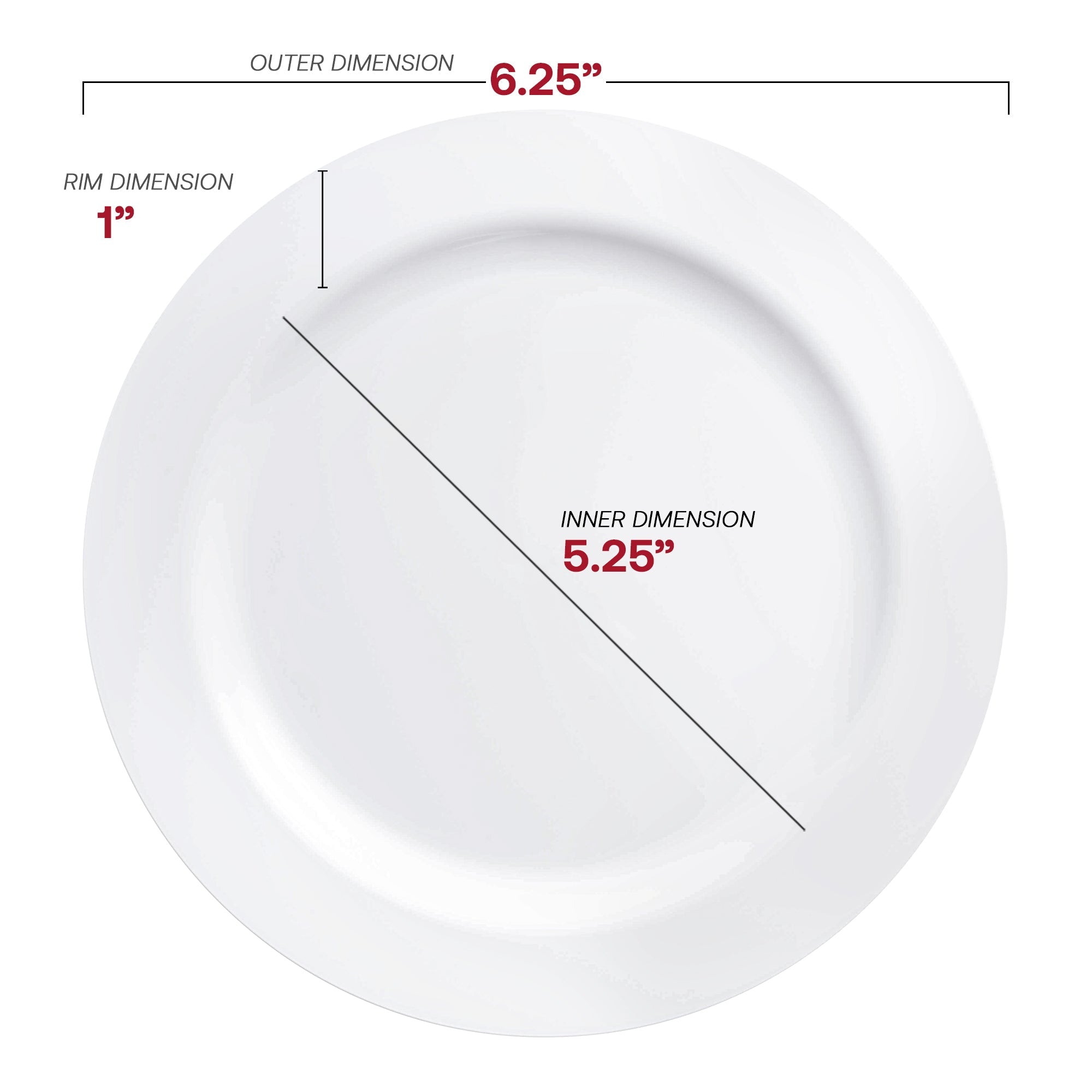 Solid White Economy Round Disposable Plastic Pastry Plates (6.25")