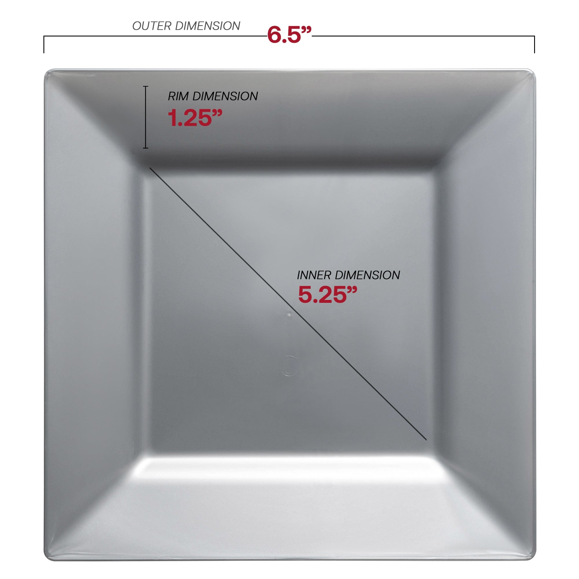 Silver Square Plastic Salad Plates (6.5")