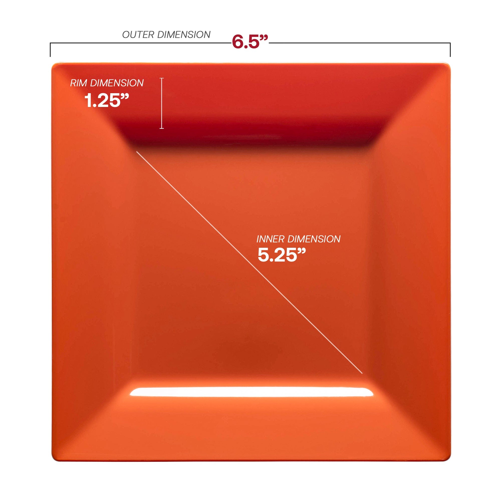 Burnt Orange Square Plastic Plates Dinnerware Value Set