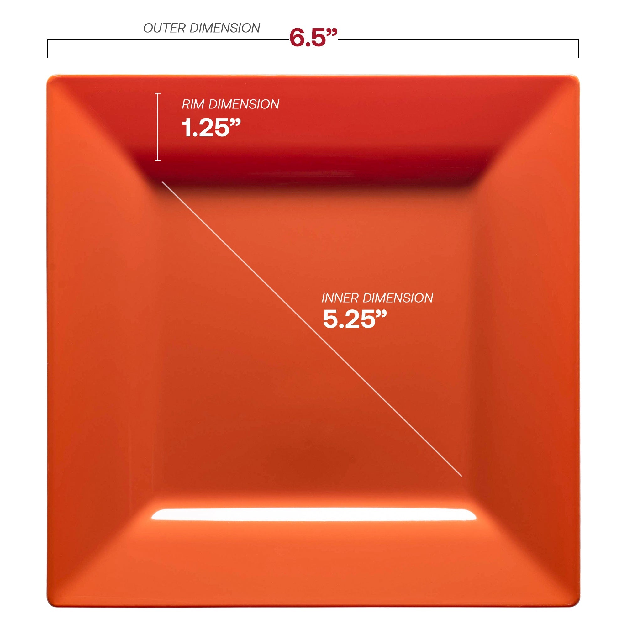 Burnt Orange Square Plastic Cake Plates (6.5")