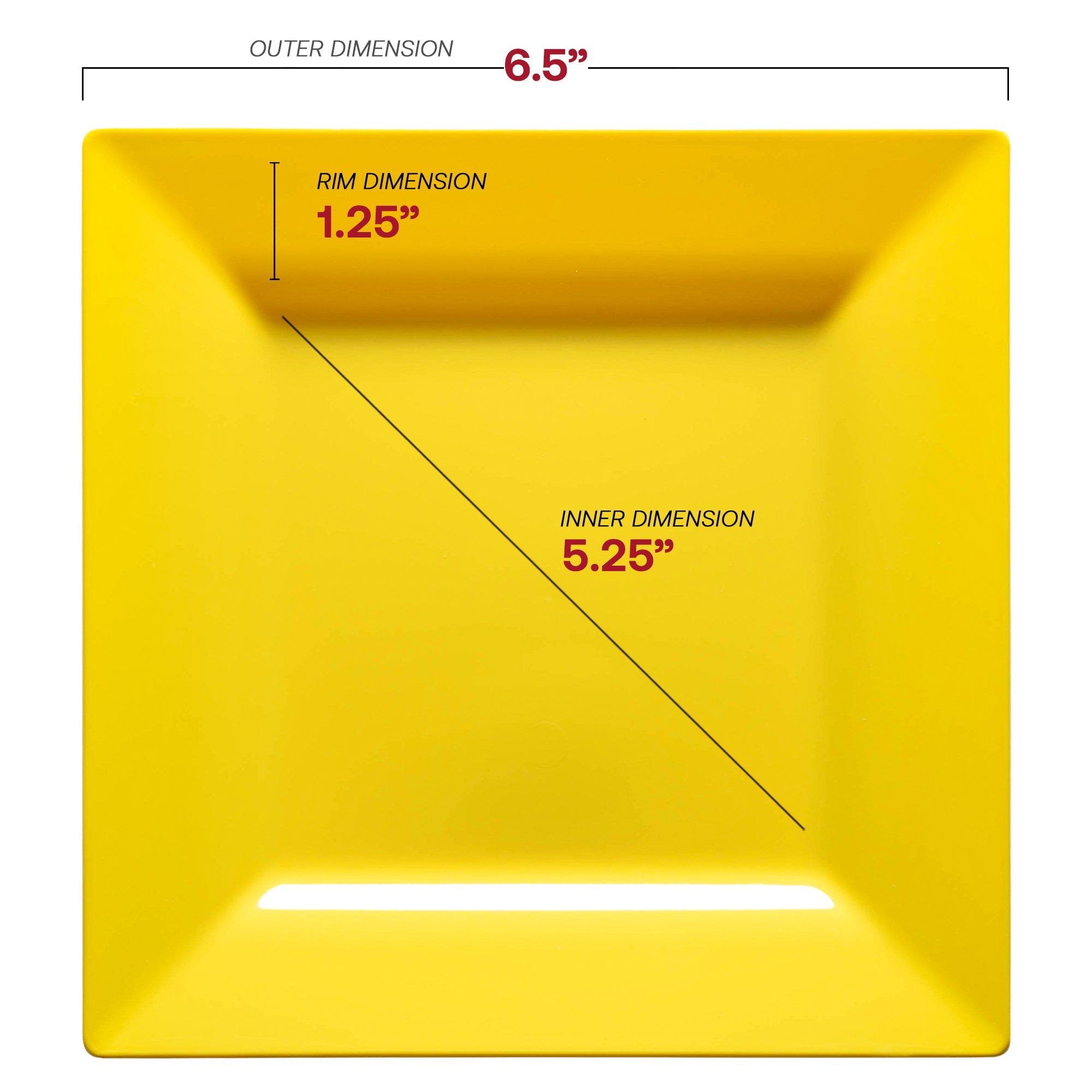 Yellow Square Plastic Cake Plates (6.5")