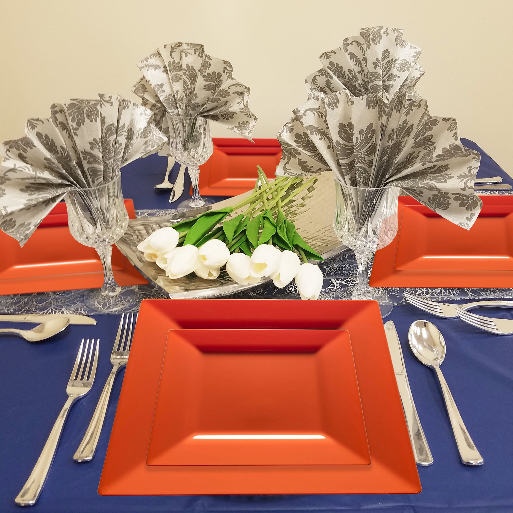 Burnt Orange Square Plastic Cake Plates (6.5")