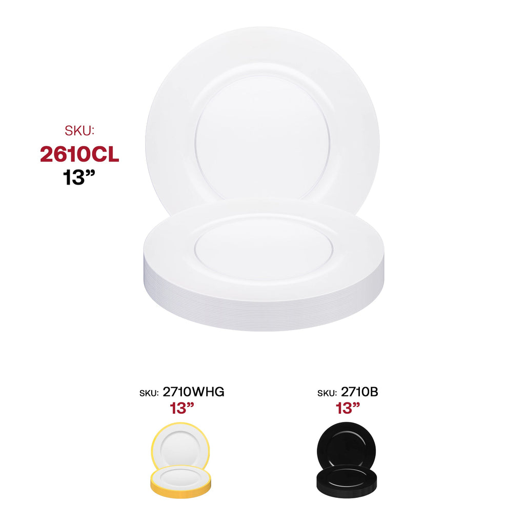 Clear Round Disposable Plastic Charger Plates (13")