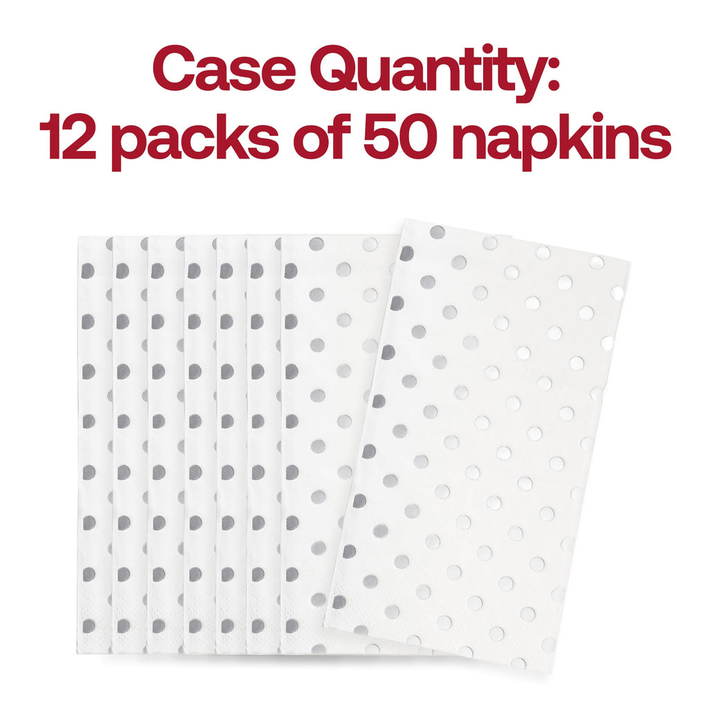 White with Silver Dots Paper Dinner Napkins