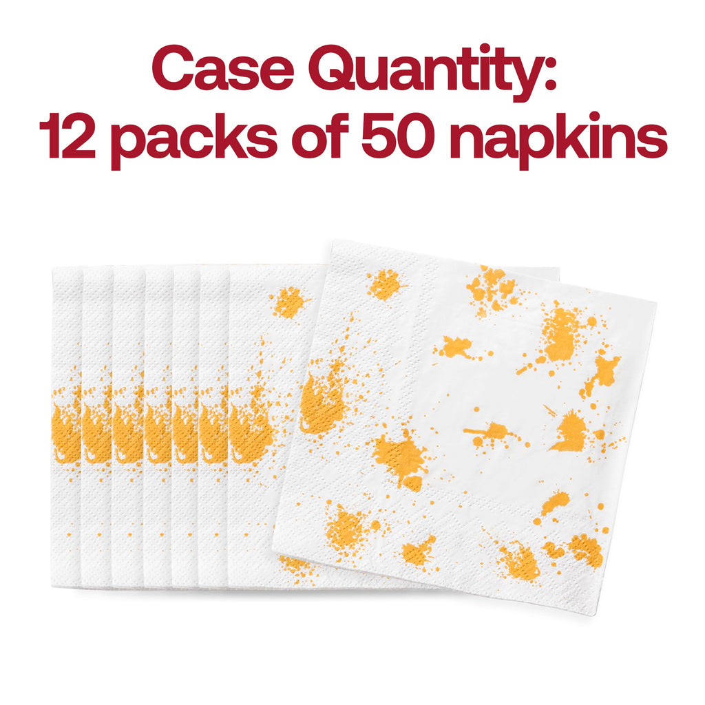 White with Gold Paint Splatter Paper Beverage/Cocktail Napkins