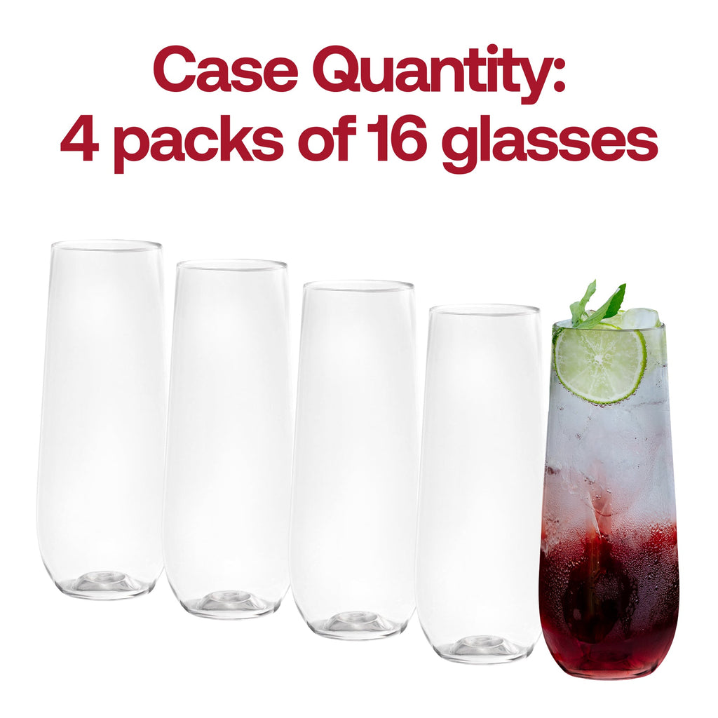 9 oz. Clear Stemless Plastic Champagne Flutes