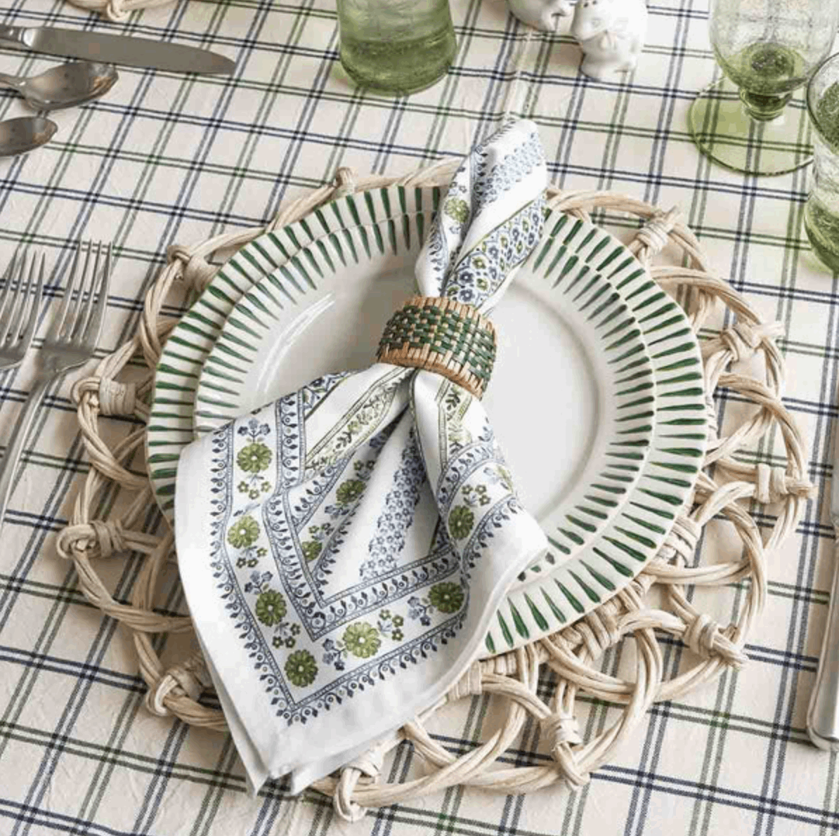 Juliska Sitio Stripe Dinner Plate - Basil