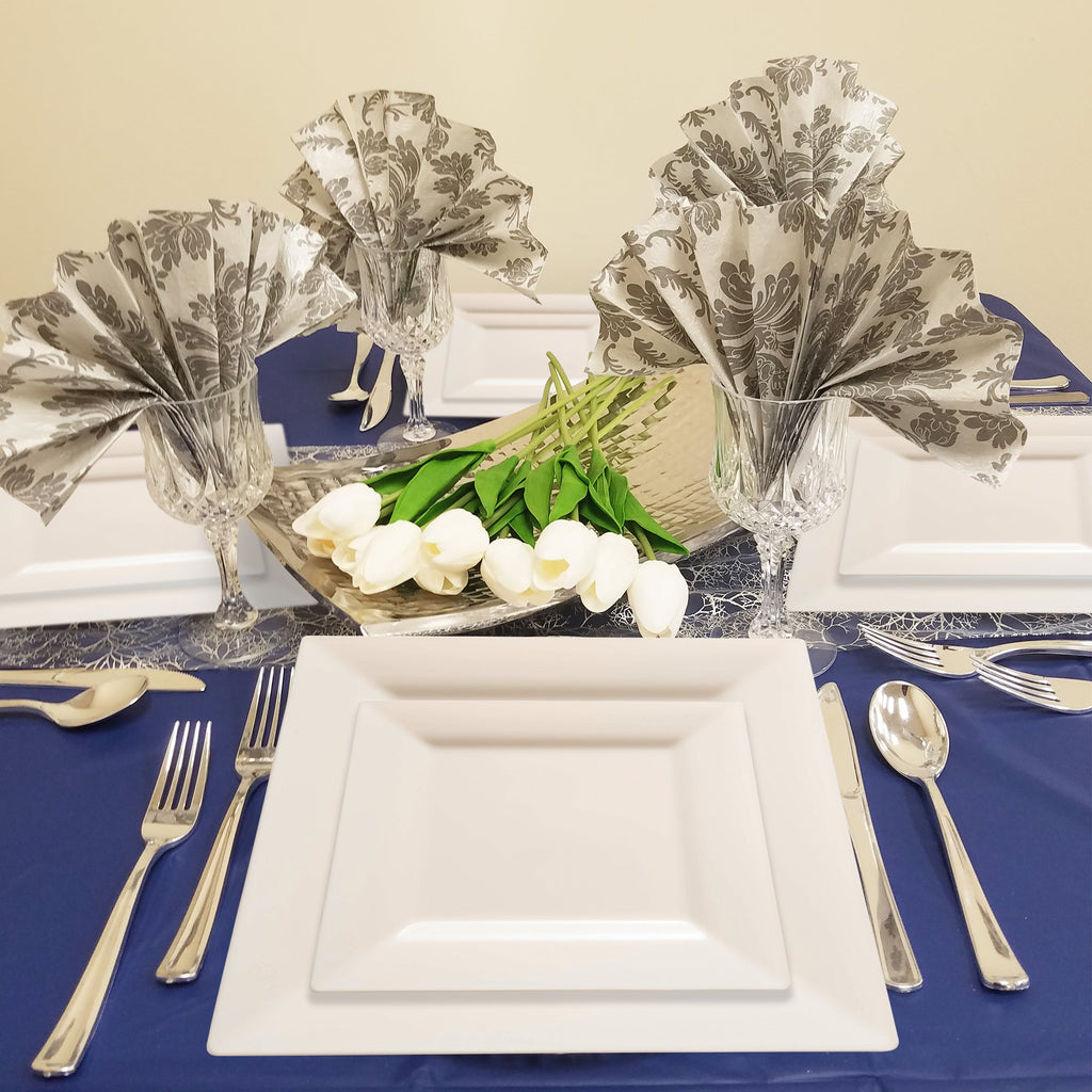 Ivory Square Plastic Plates Dinnerware Value Set