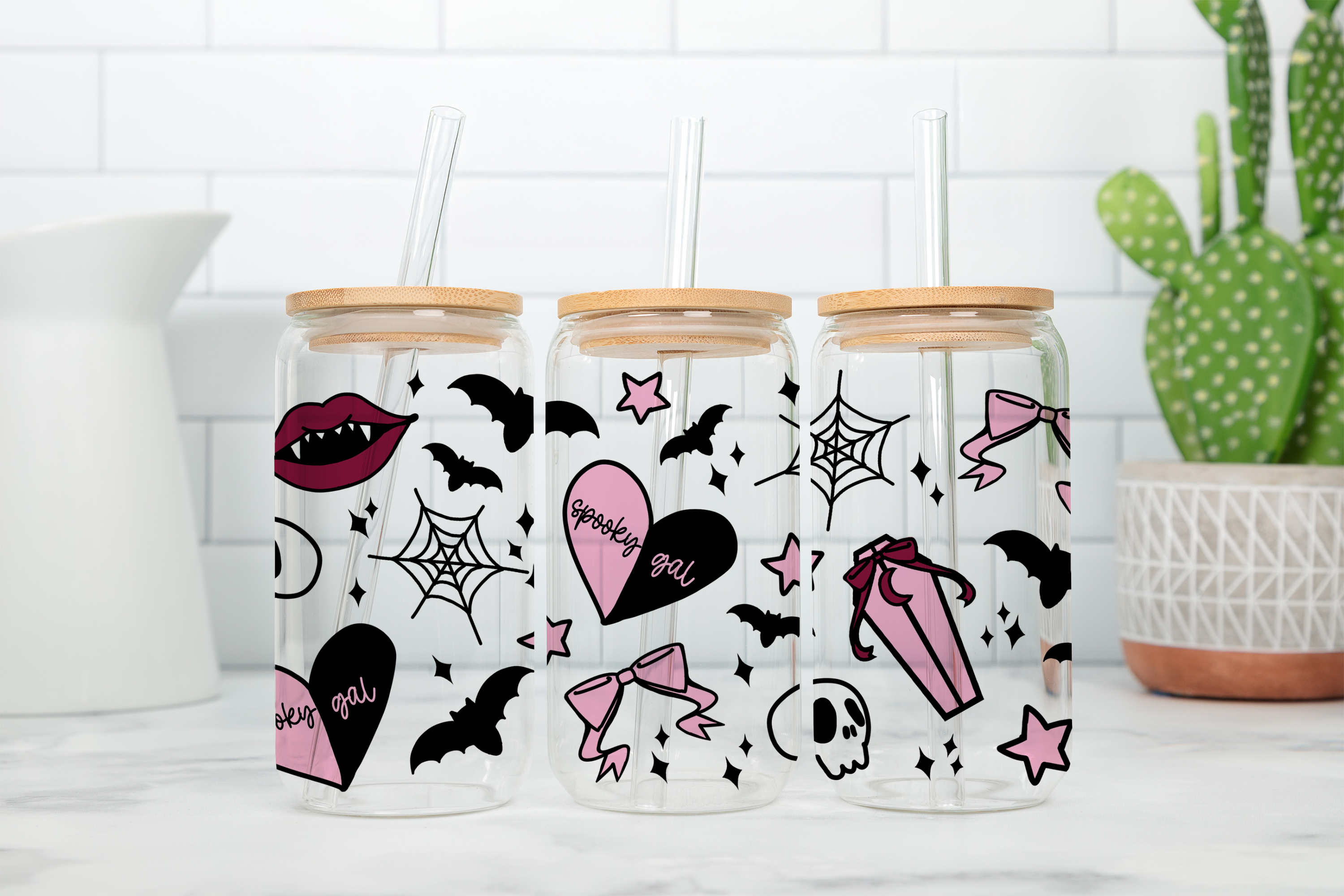 Digital Sublimation Designs - Spooky Glass Can Wraps