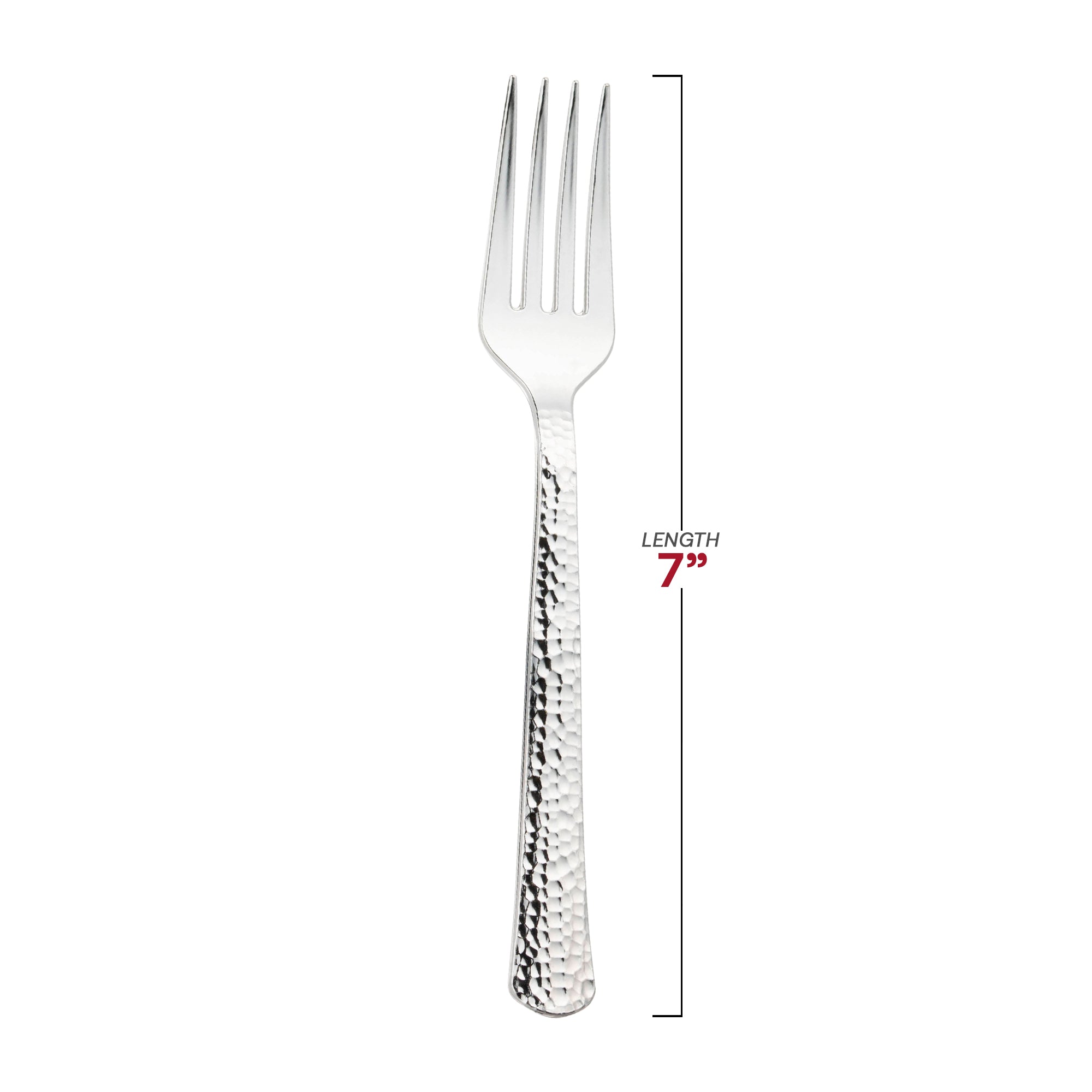 Shiny Metallic Silver Hammered Plastic Forks