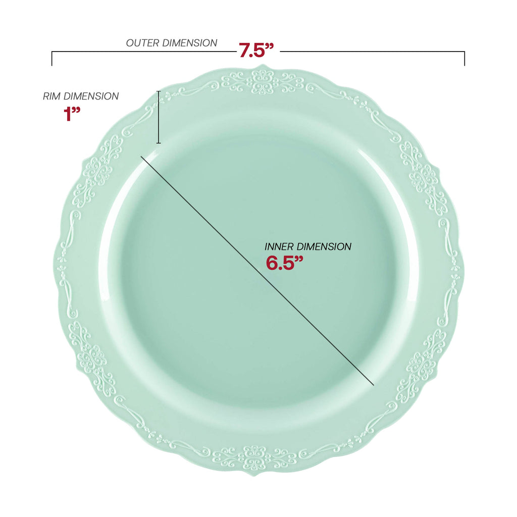 Turquoise Vintage Round Disposable Plastic Dinnerware Value Set