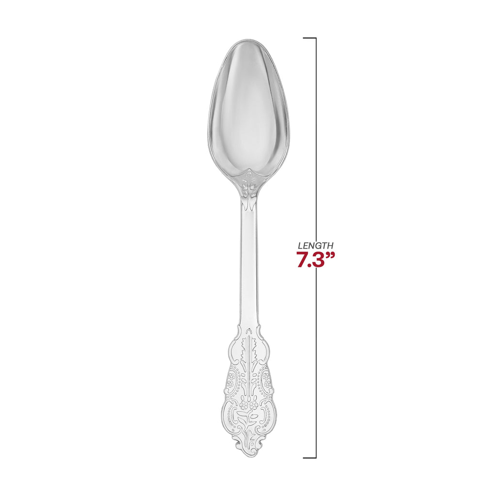 Shiny Baroque Silver Plastic Spoons