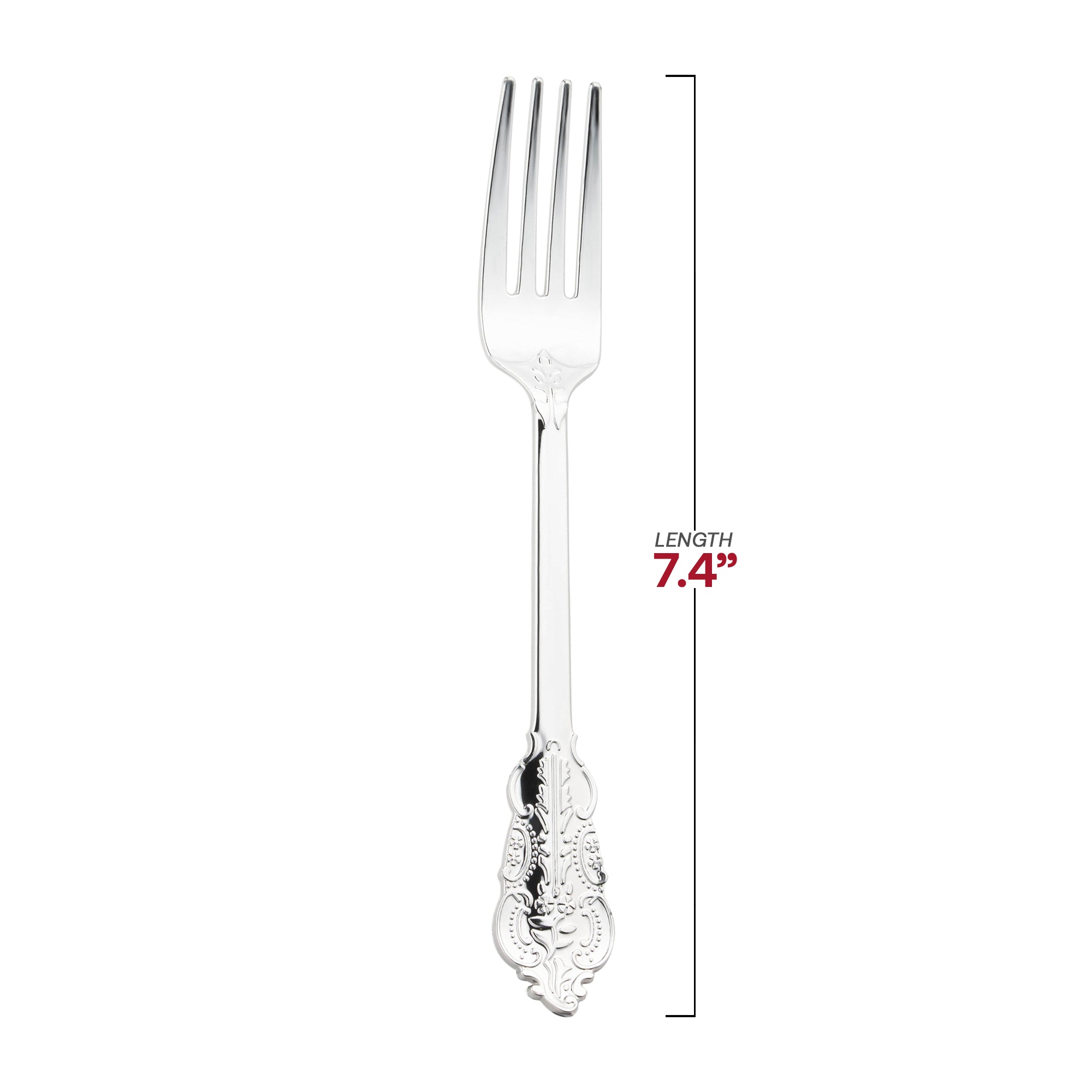Shiny Baroque Silver Plastic Forks