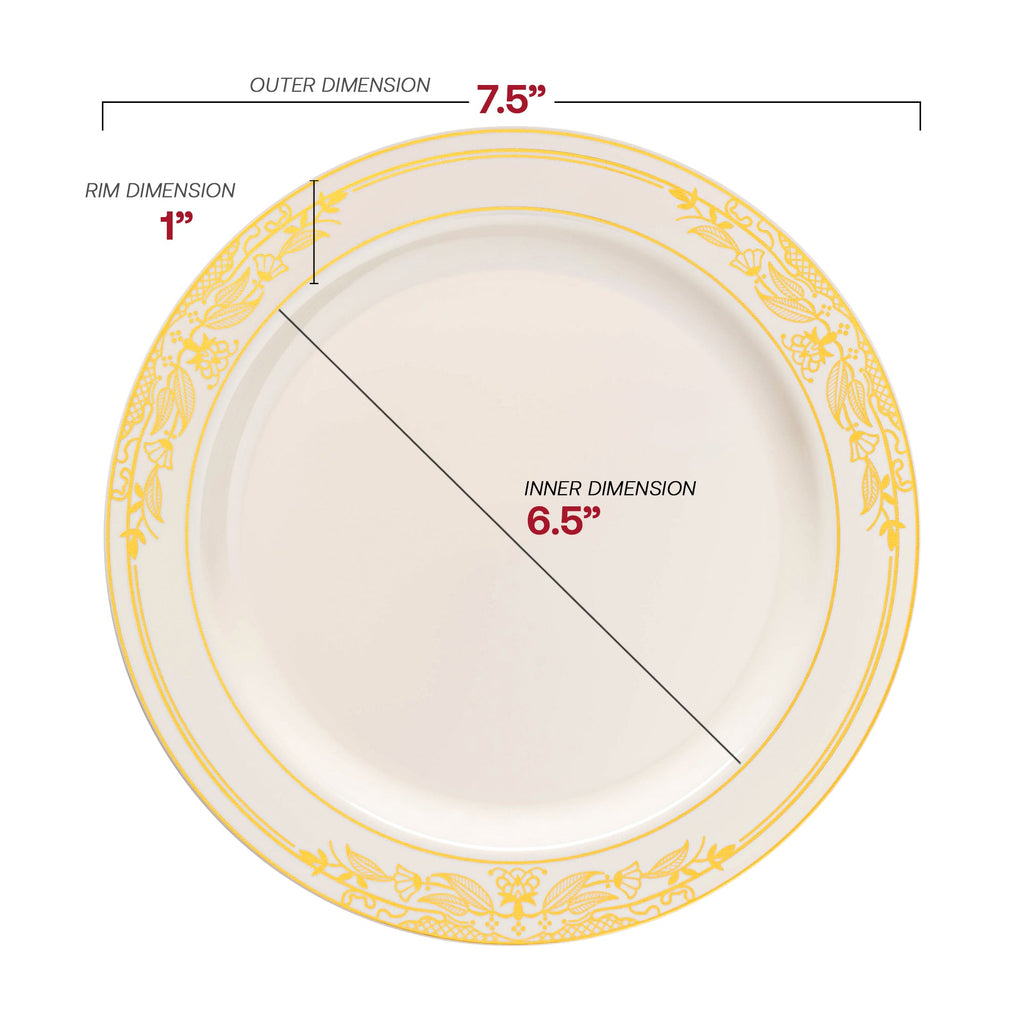 Ivory with Gold Harmony Rim Plastic Dinnerware Value Set