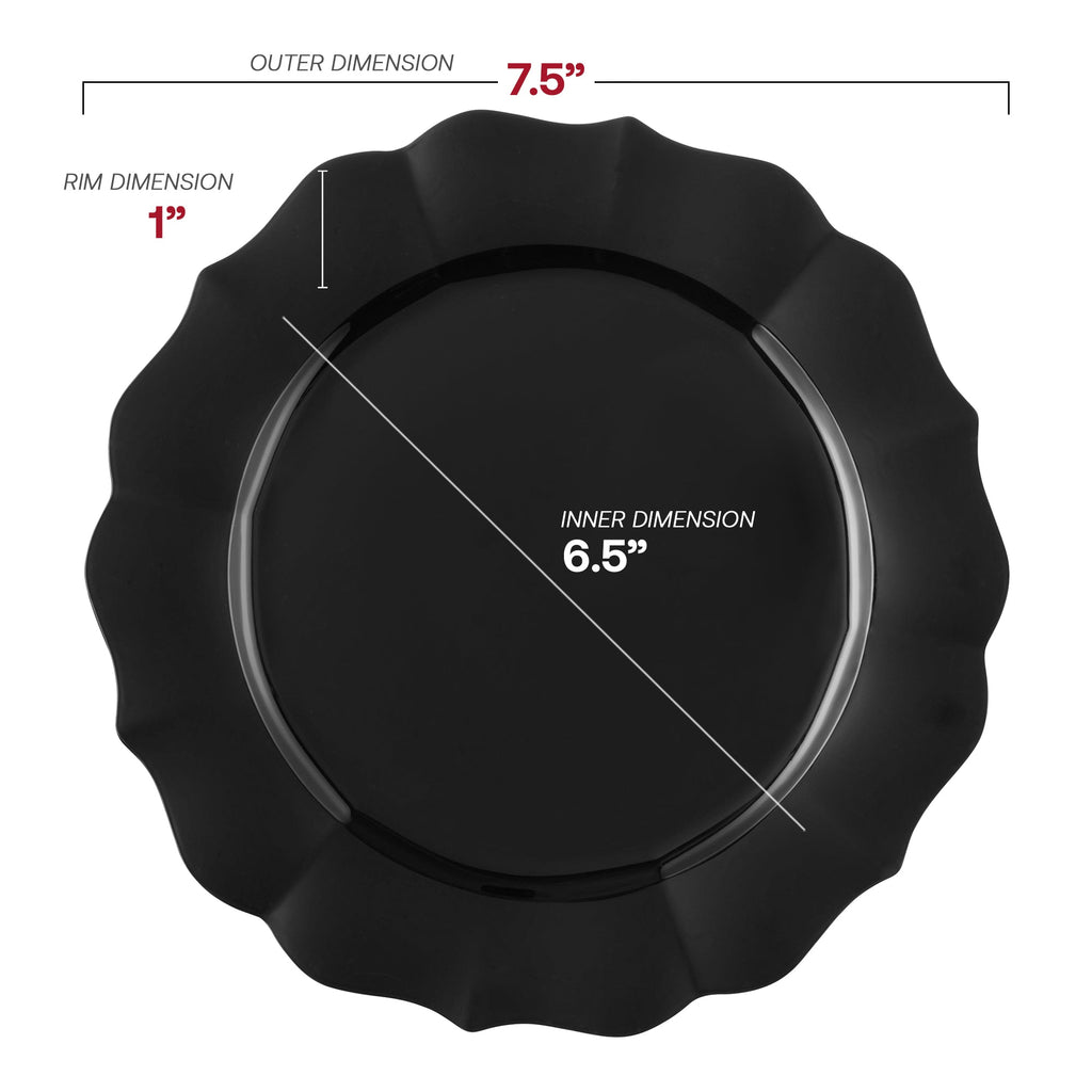 Black Round Lotus Plastic Appetizer/Salad Plates (7.5")