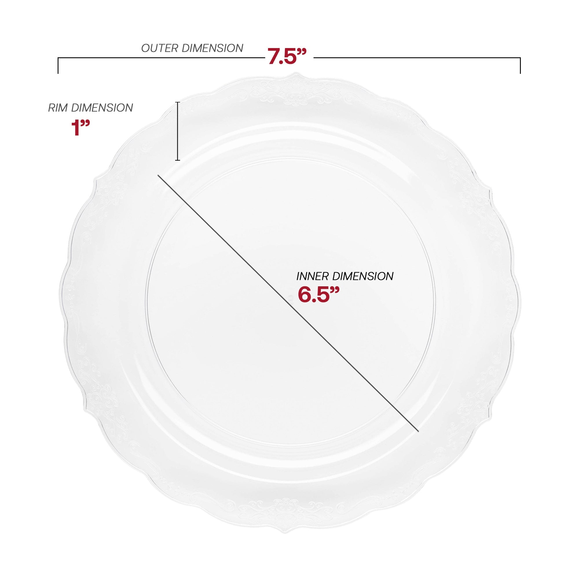 Clear Vintage Round Disposable Plastic Dinnerware Value Set