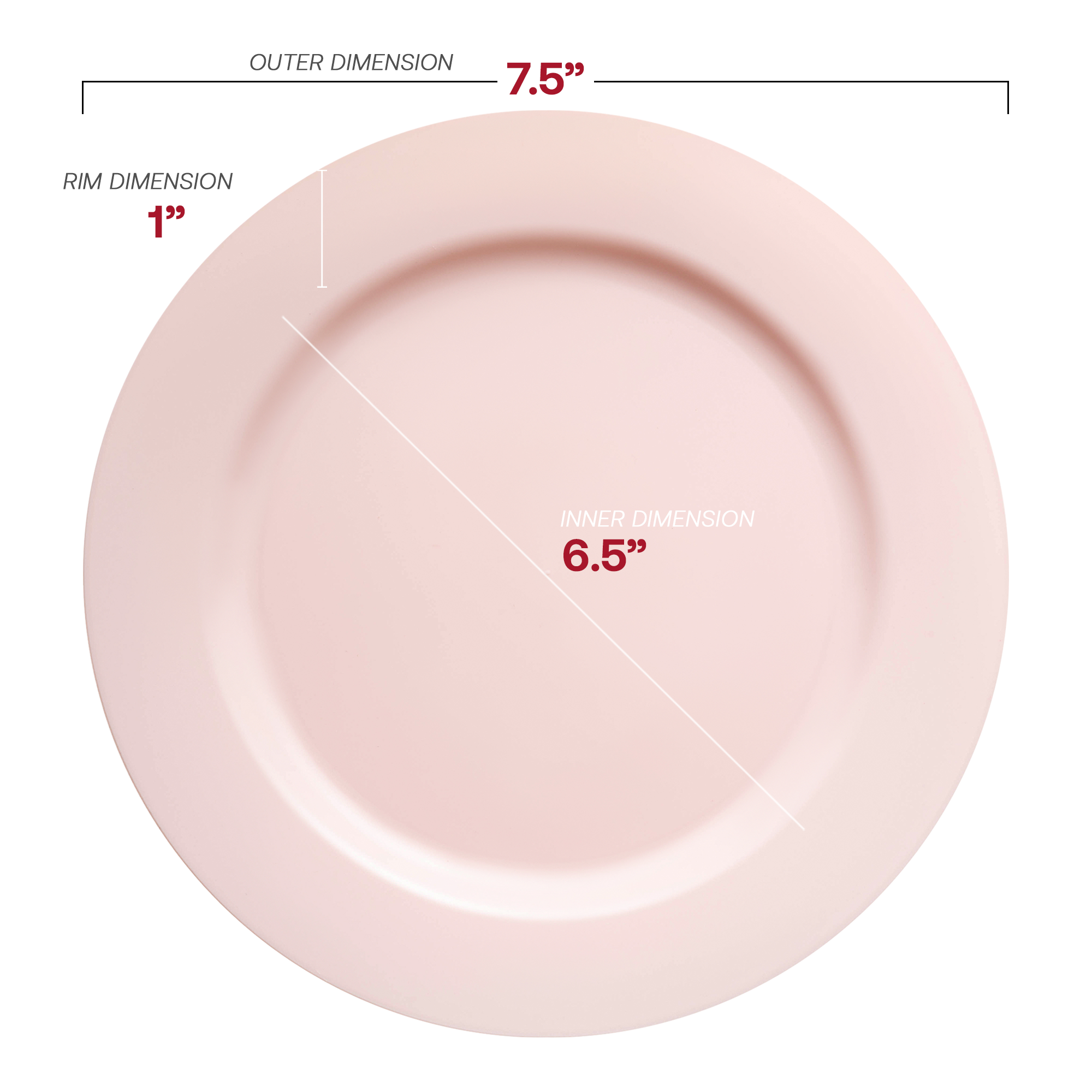 Matte Pink Round Disposable Plastic Appetizer/Salad Plates (7.5")