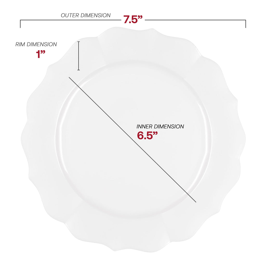 Pearl White Round Lotus Plastic Appetizer/Salad Plates (7.5")