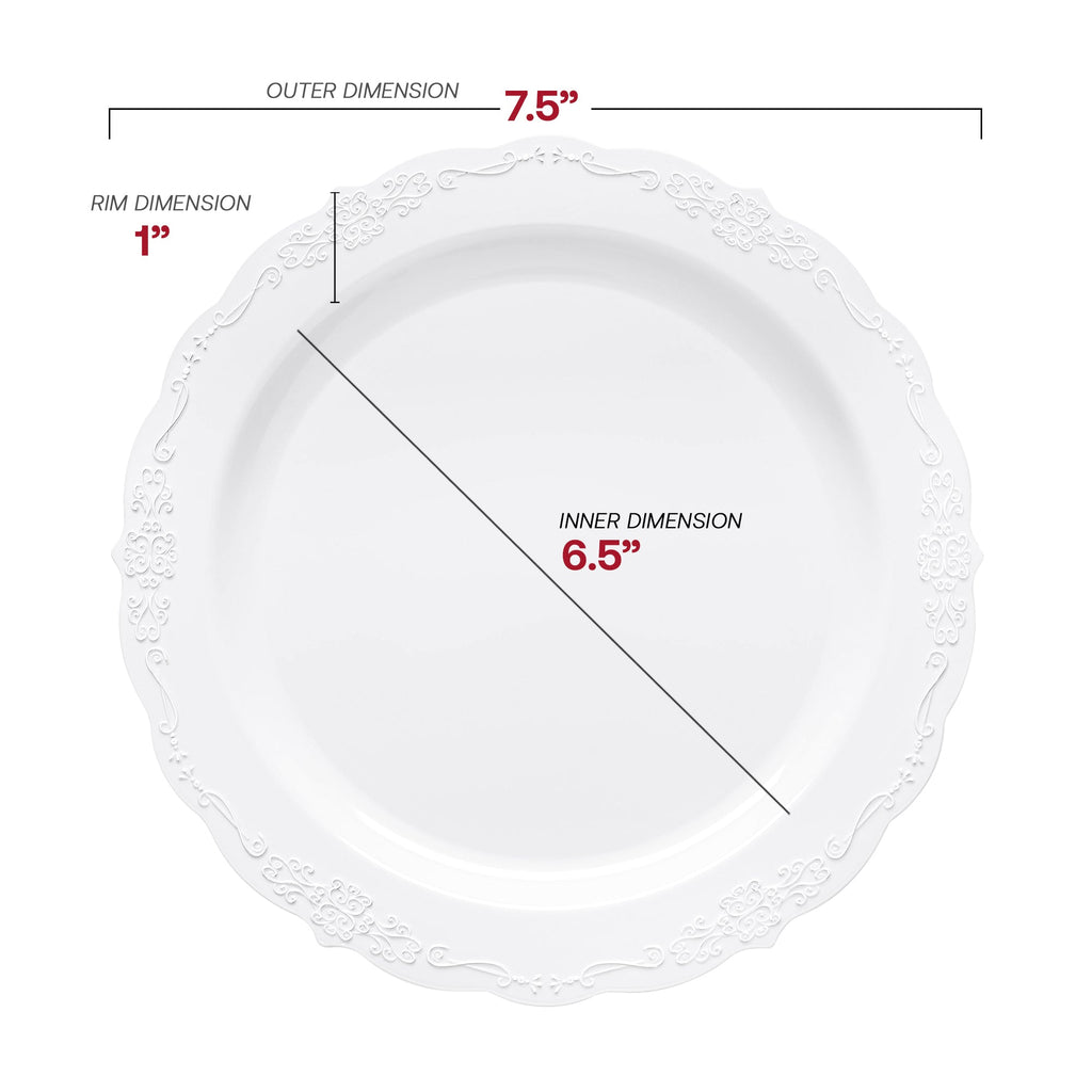 White Vintage Round Disposable Plastic Dinnerware Value Set
