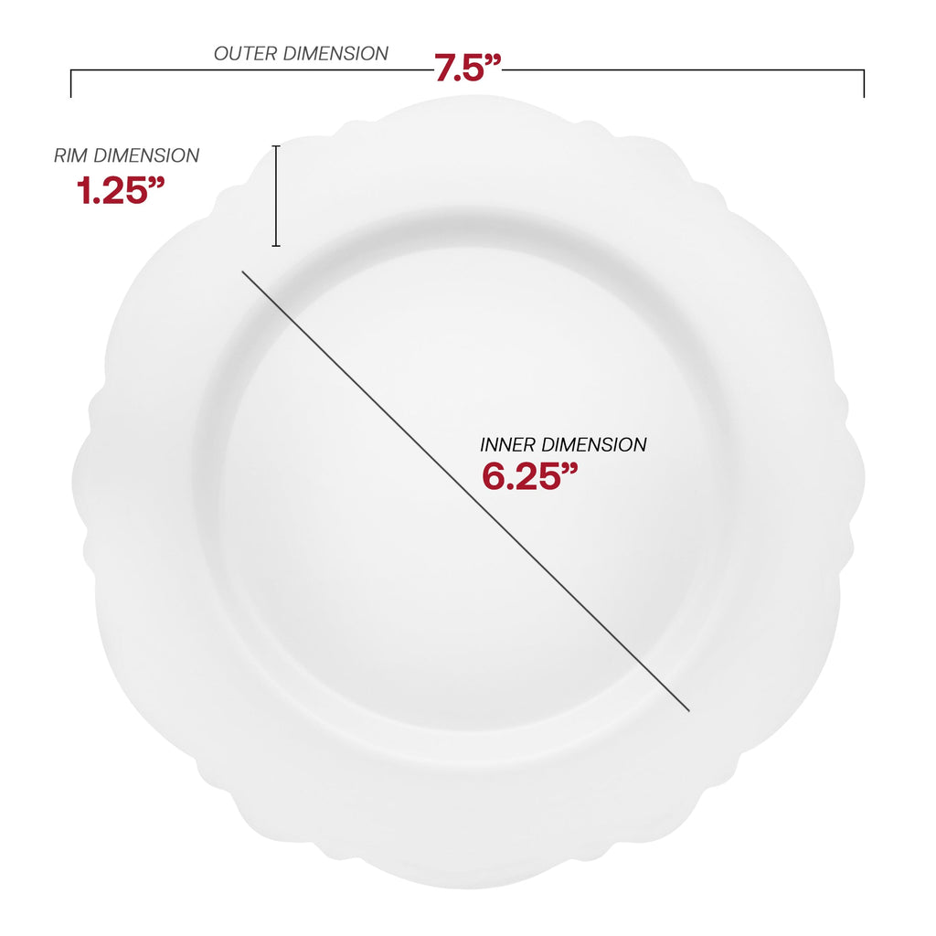 Solid White Round Blossom Disposable Plastic Appetizer/Salad Plates (7.5")