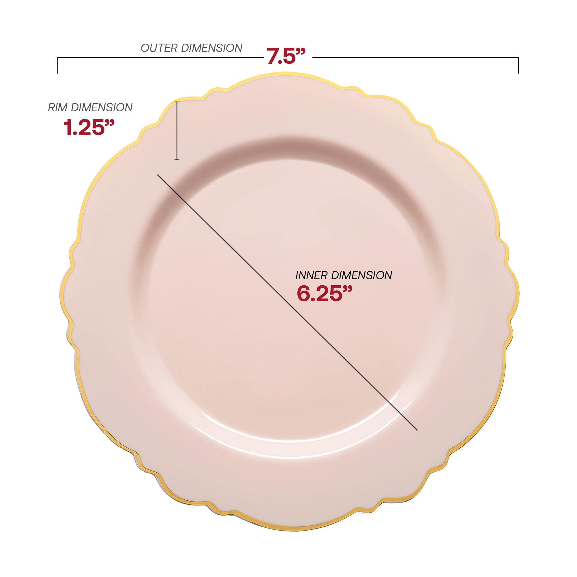 Pink with Gold Rim Round Blossom Disposable Plastic Dinnerware Value Set