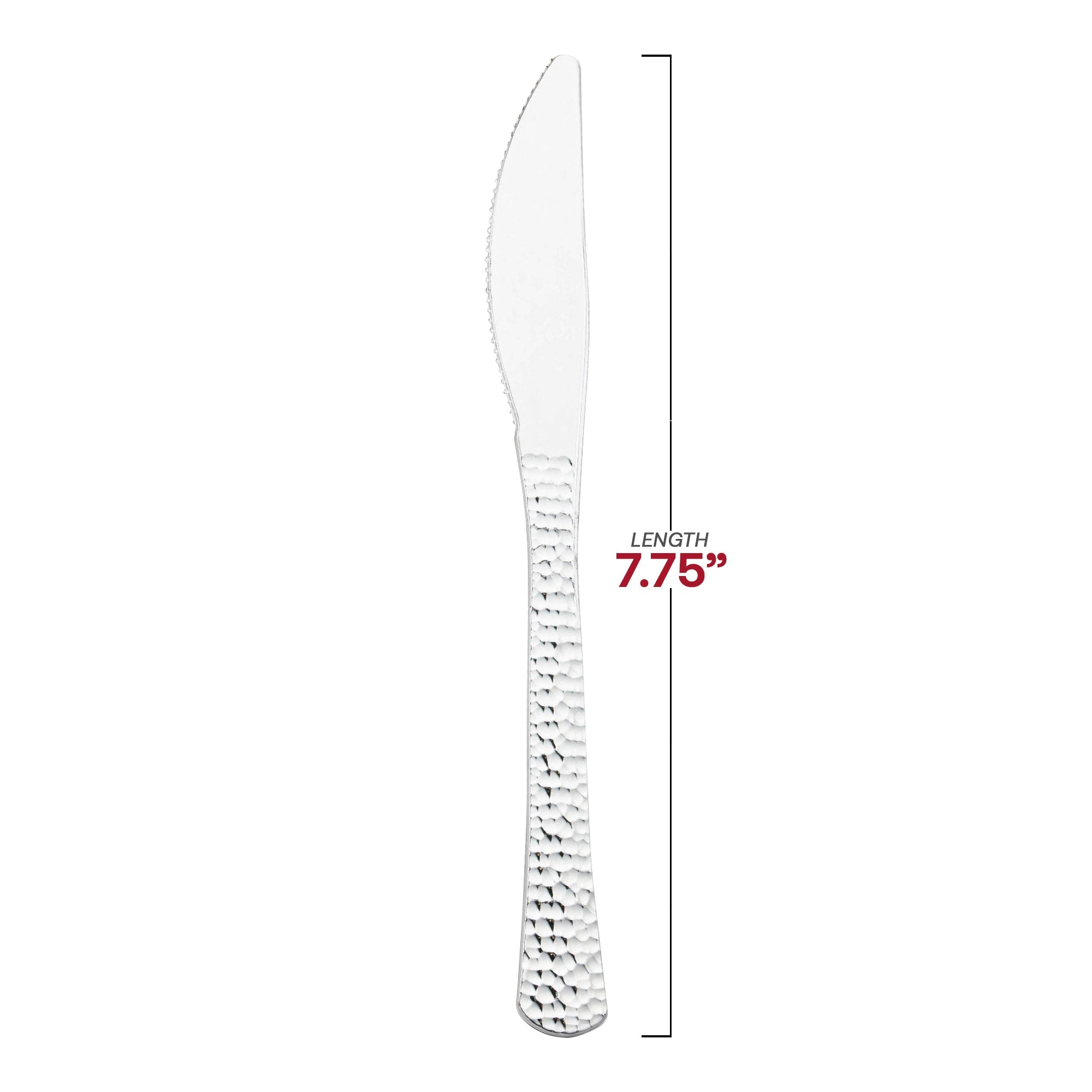 Shiny Metallic Silver Hammered Plastic Knives
