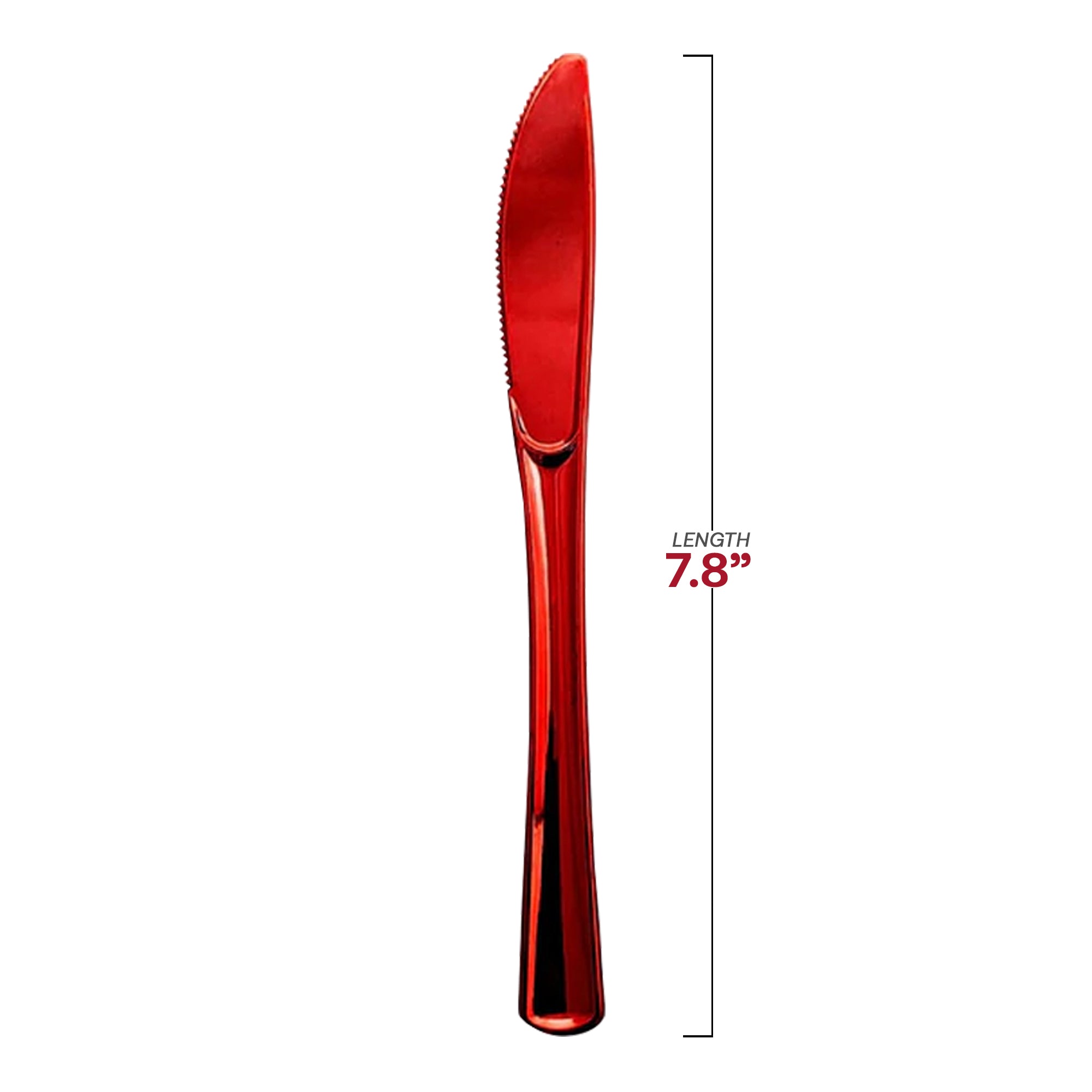 Shiny Metallic Red Plastic Knives