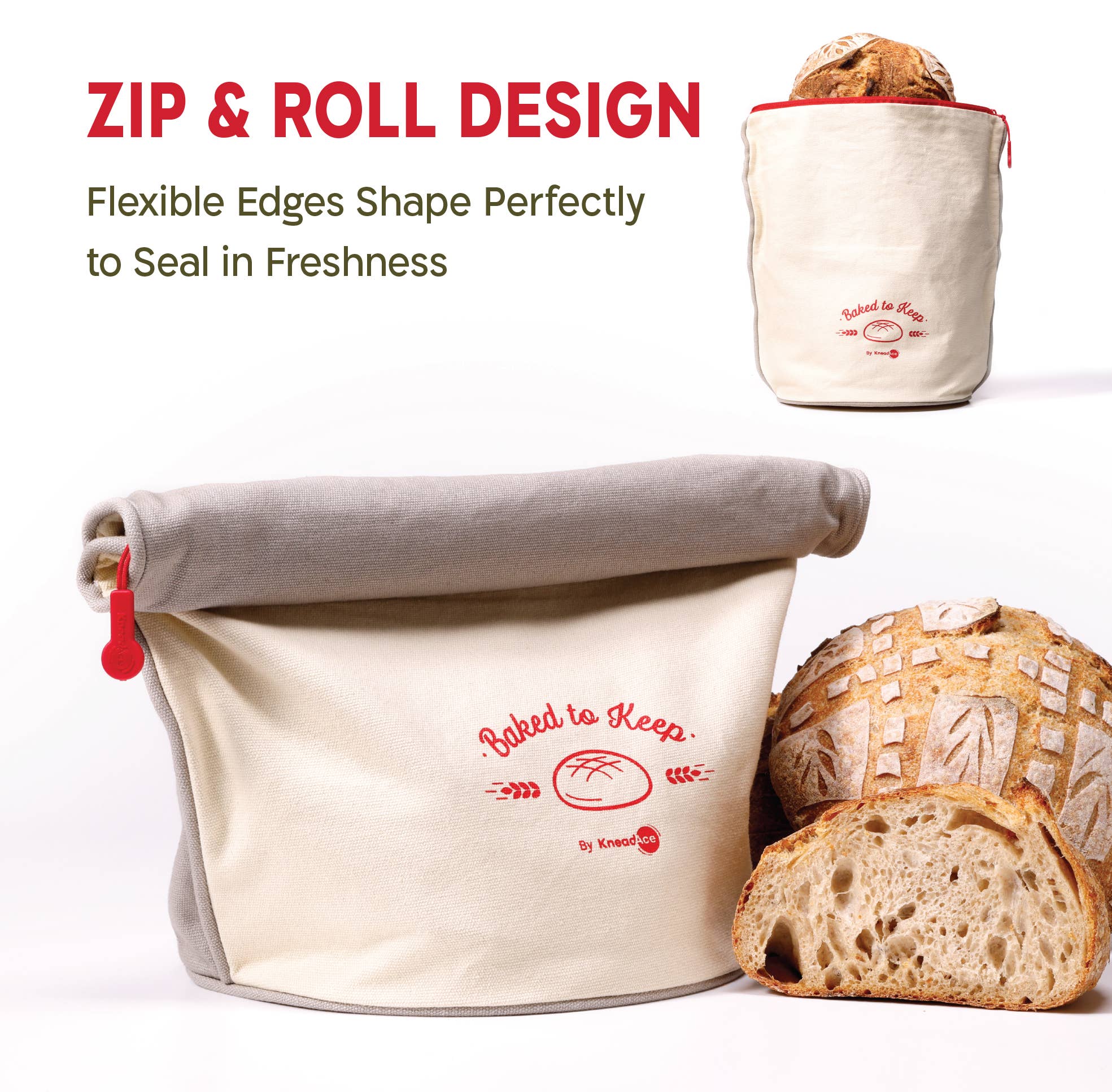 KneadAce Bread Bag: Beige / Off-White