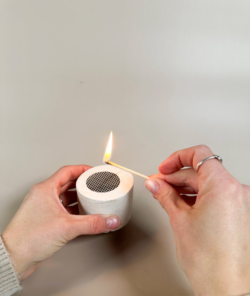 Travertine and Lava Rock Mini Vessel
