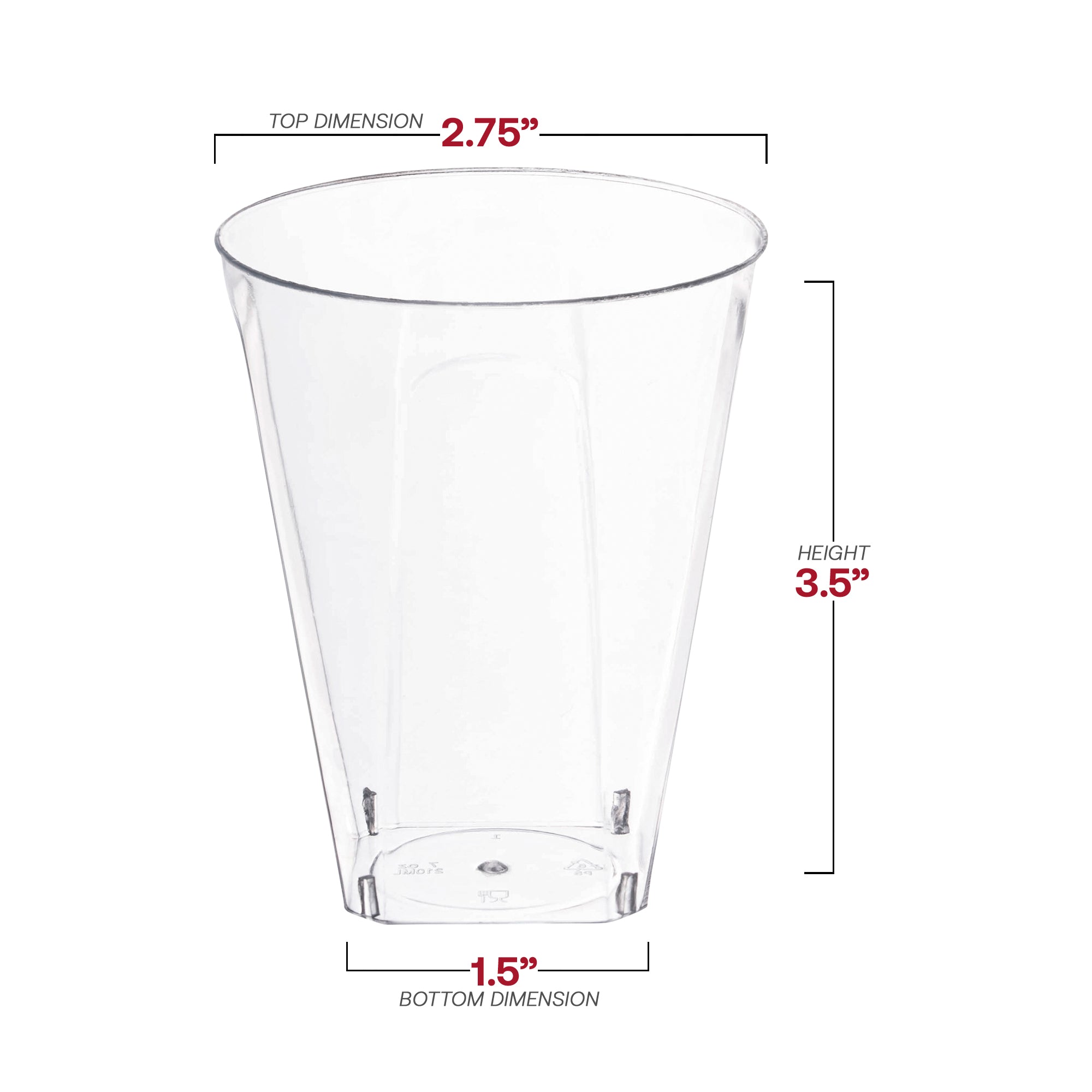 Clear Square Bottom Disposable Plastic Cups (7 oz. )