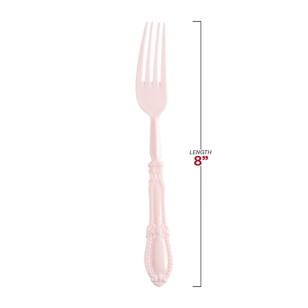 Pink Baroque Disposable Plastic Dinner Forks