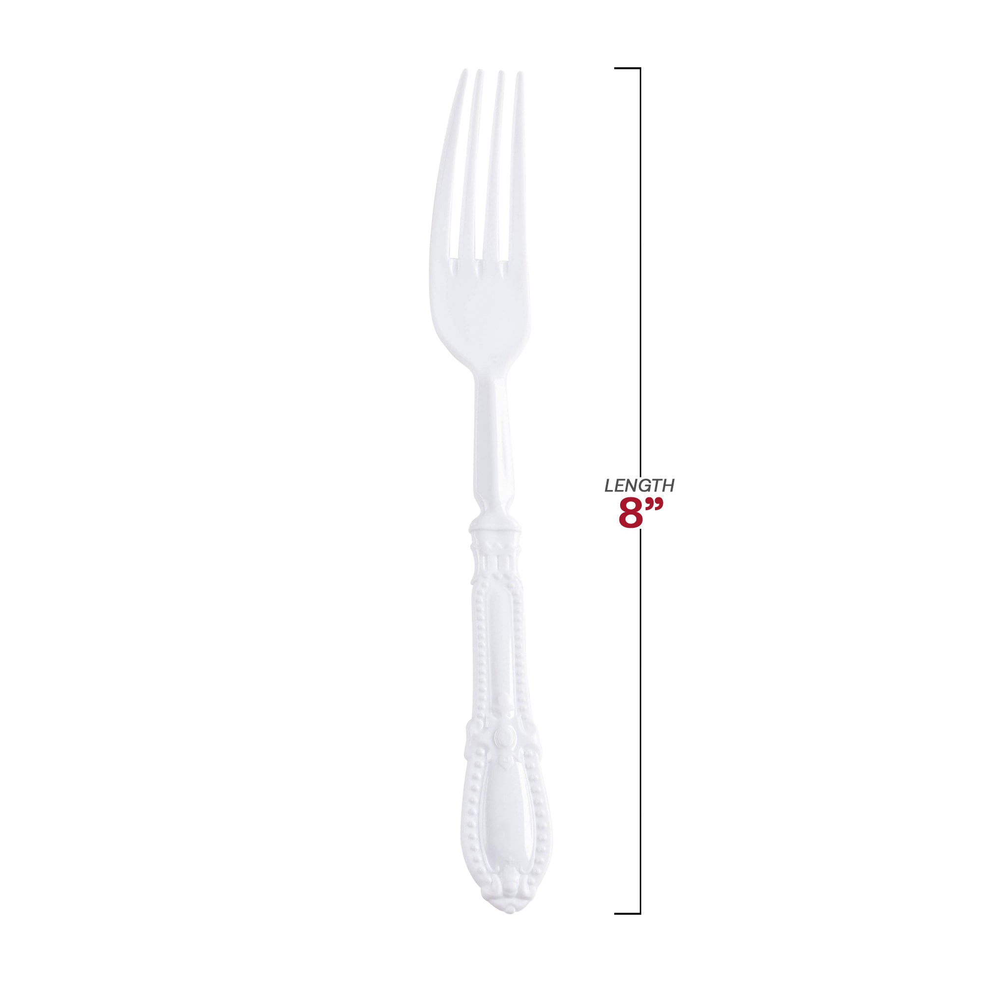 White Baroque Disposable Plastic Dinner Forks