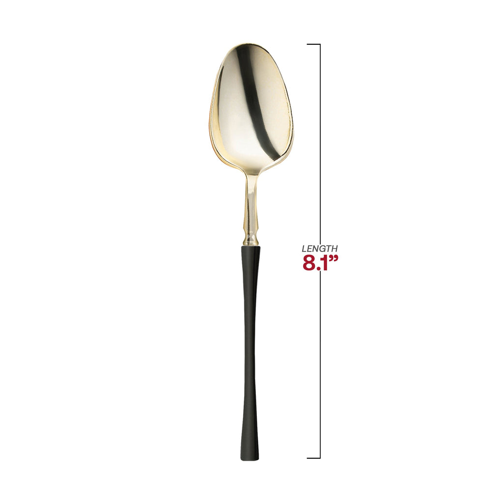 Gold with Black Handle Moderno Disposable Plastic Dinner Spoons