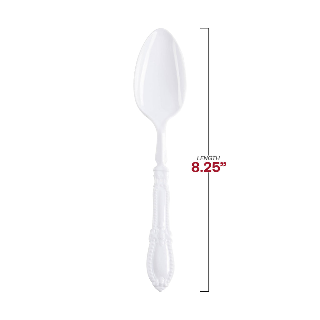 White Baroque Disposable Plastic Dinner Spoons