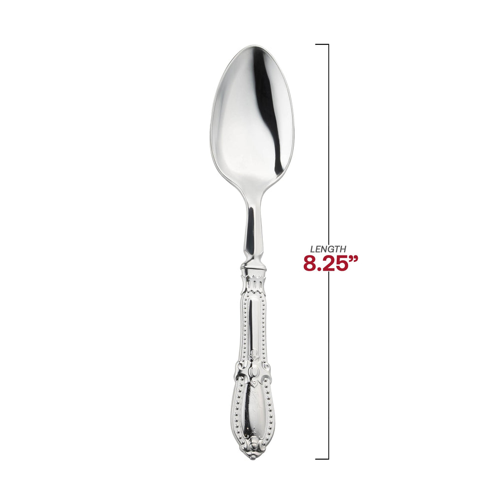 Silver Baroque Disposable Plastic Dinner Spoons