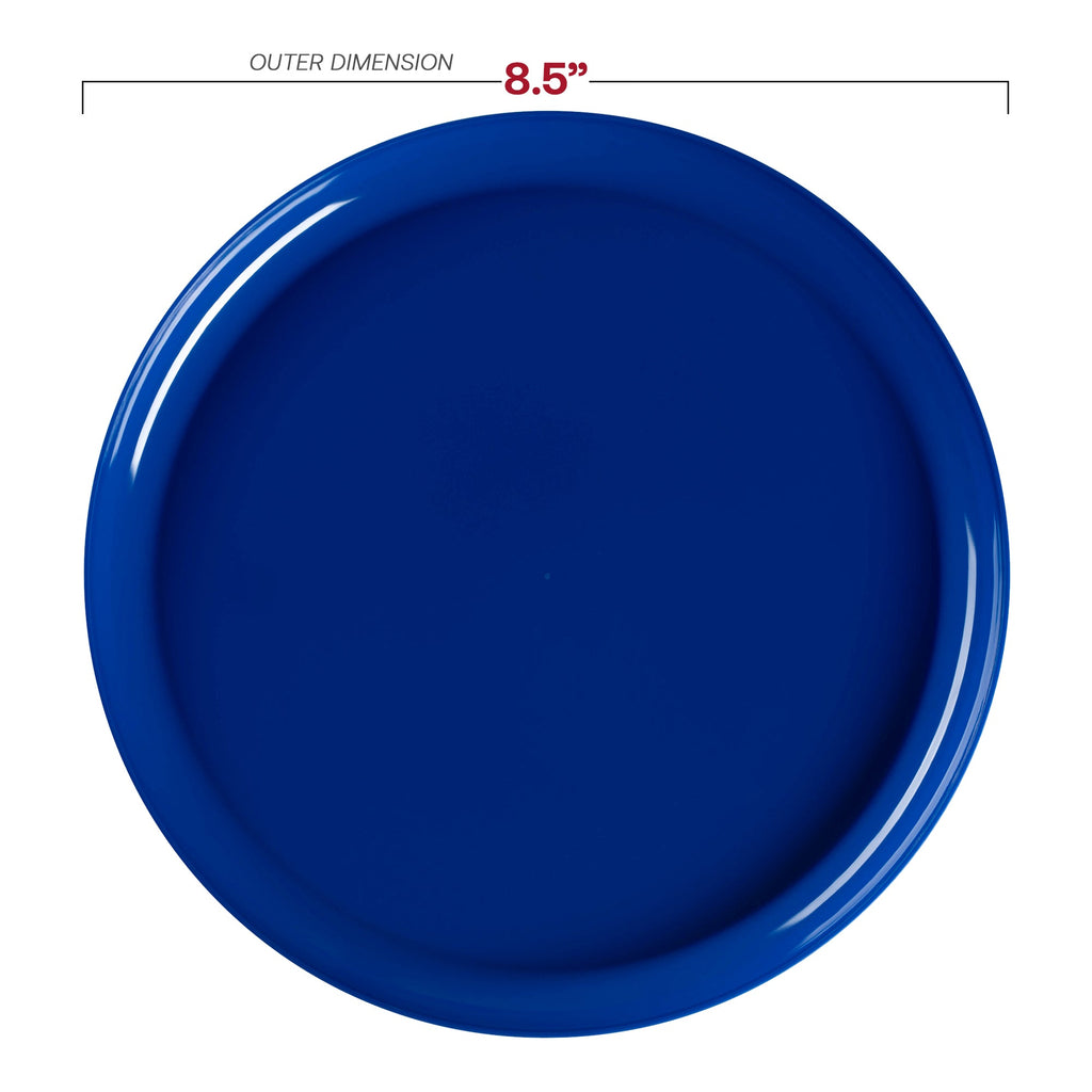 Solid Blue Flat Round Disposable Plastic Appetizer/Salad Plates (8.5")