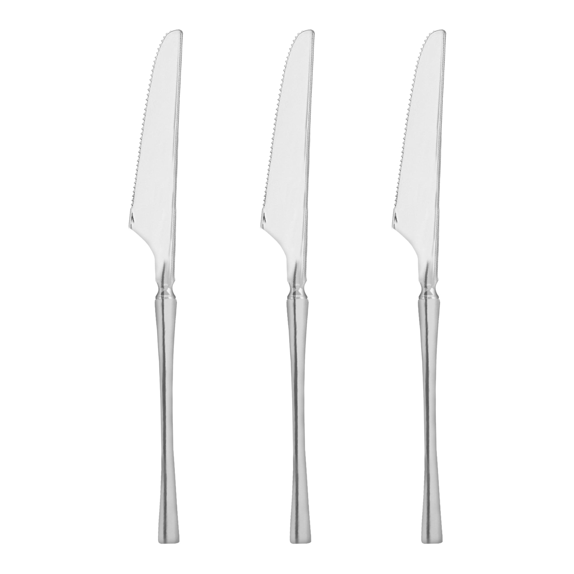 Shiny Silver Moderno Disposable Plastic Dinner Knives