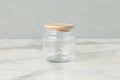 Glass Dry Goods Canister, Wood Lid, Small