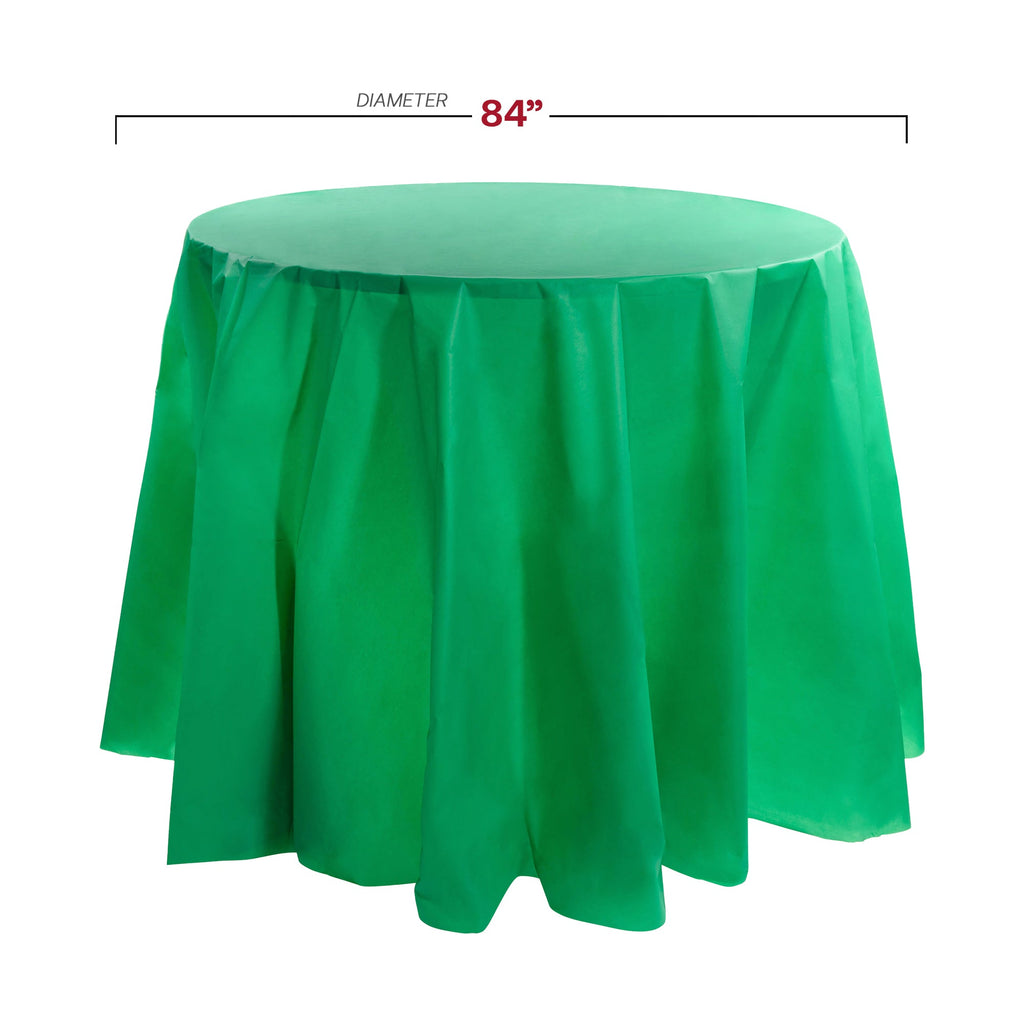 Hunter Green Round Disposable Plastic Tablecloths (84")