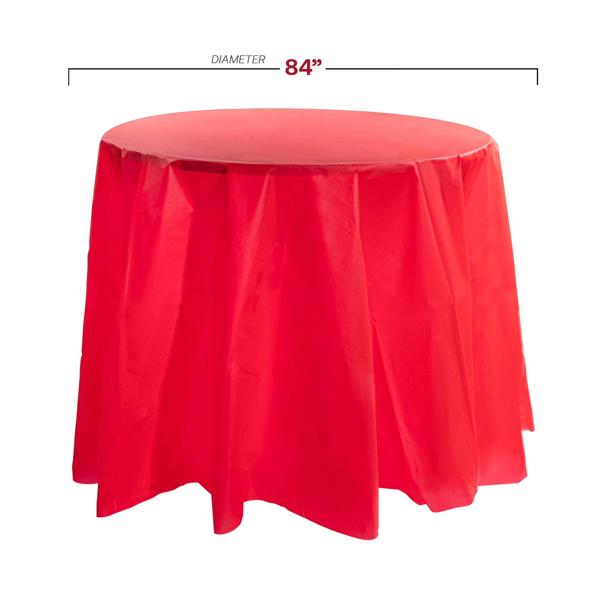 Red Round Disposable Plastic Tablecloths (84")