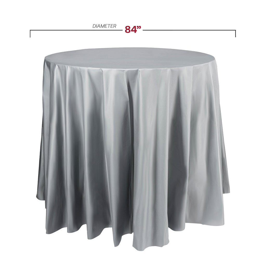 Silver Round Disposable Plastic Tablecloths (84")