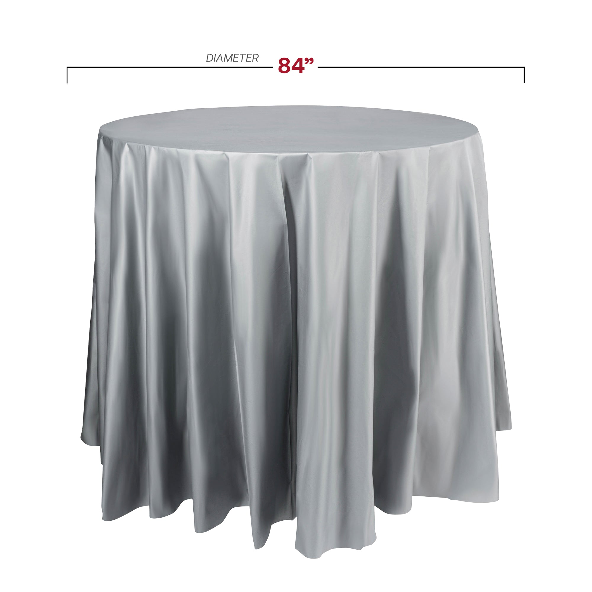 Silver Round Disposable Plastic Tablecloths (84")
