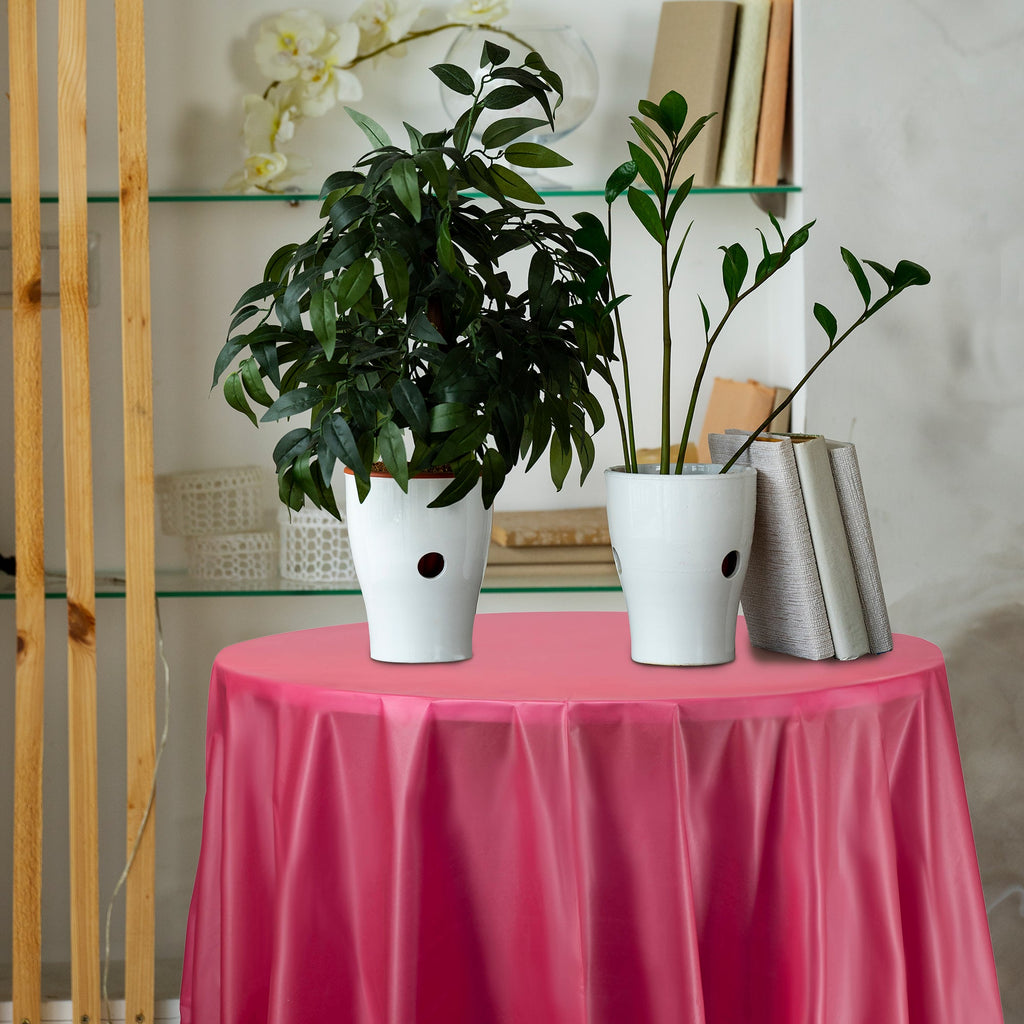 Burgundy Round Disposable Plastic Tablecloths (84")