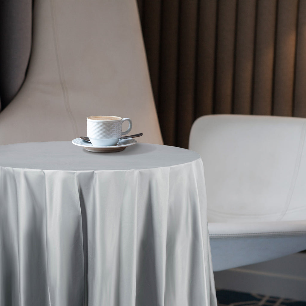 Silver Round Disposable Plastic Tablecloths (84")