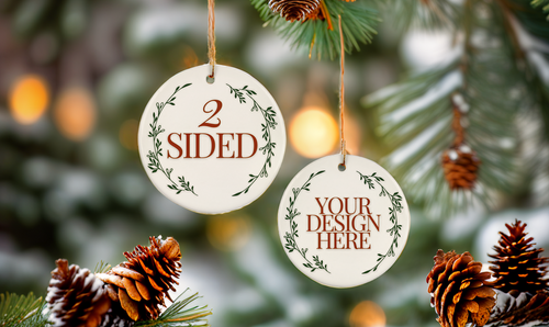 3" Round - 2 Sided - Personalized Ceramic Ornament