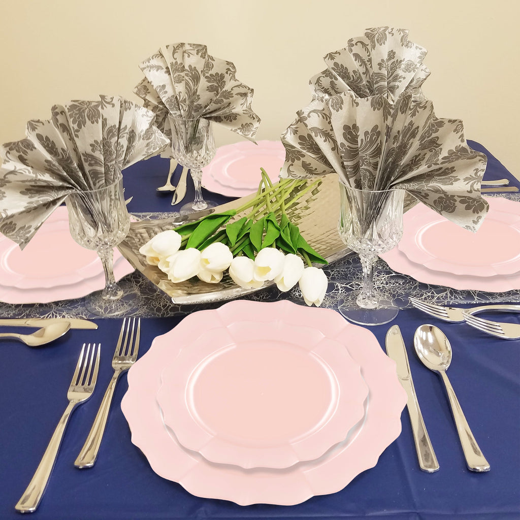 Pearl Pink Round Lotus Plastic Dinner Plates (10.25")