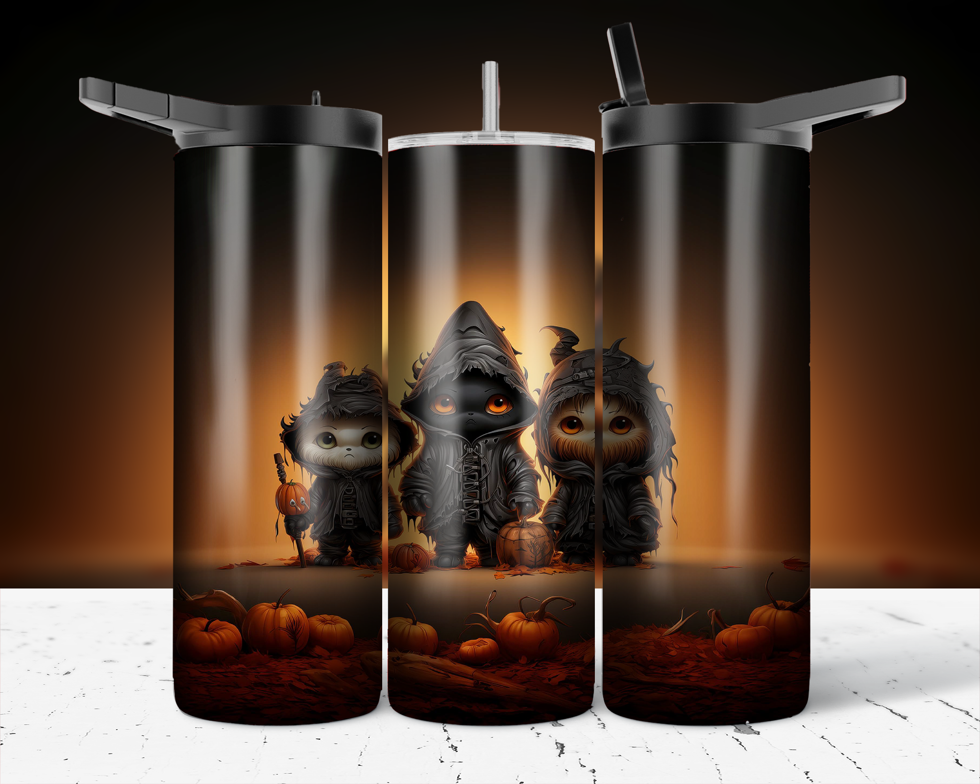 Assorted Ready to Press Sublimation Prints for 20oz Straight Skinny Tumblers (10 Pack) - Halloween