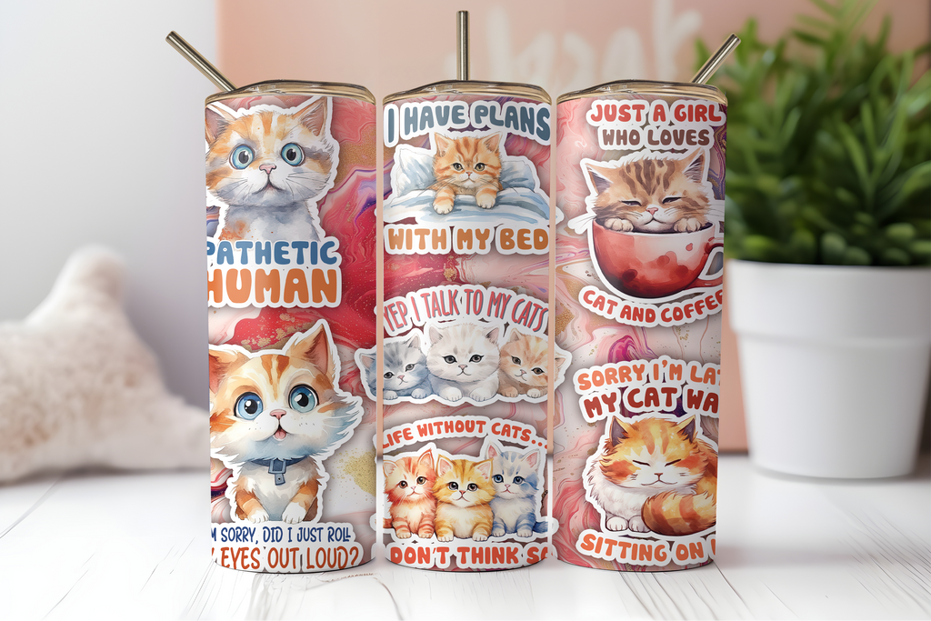 Assorted Ready to Press Sublimation Tumbler Prints (12 Pack) - Feline Friends